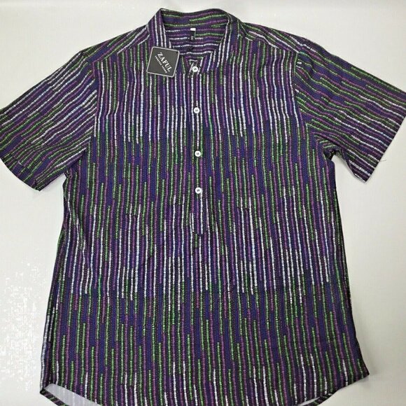 Zaful Forever Young NWT Top Blouse Size M Short Sleeve Longer Back Black Print - Picture 7 of 9